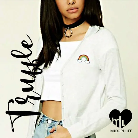 Forever 21 Sweaters Forever Rainbow Patch Cardigan Sweater